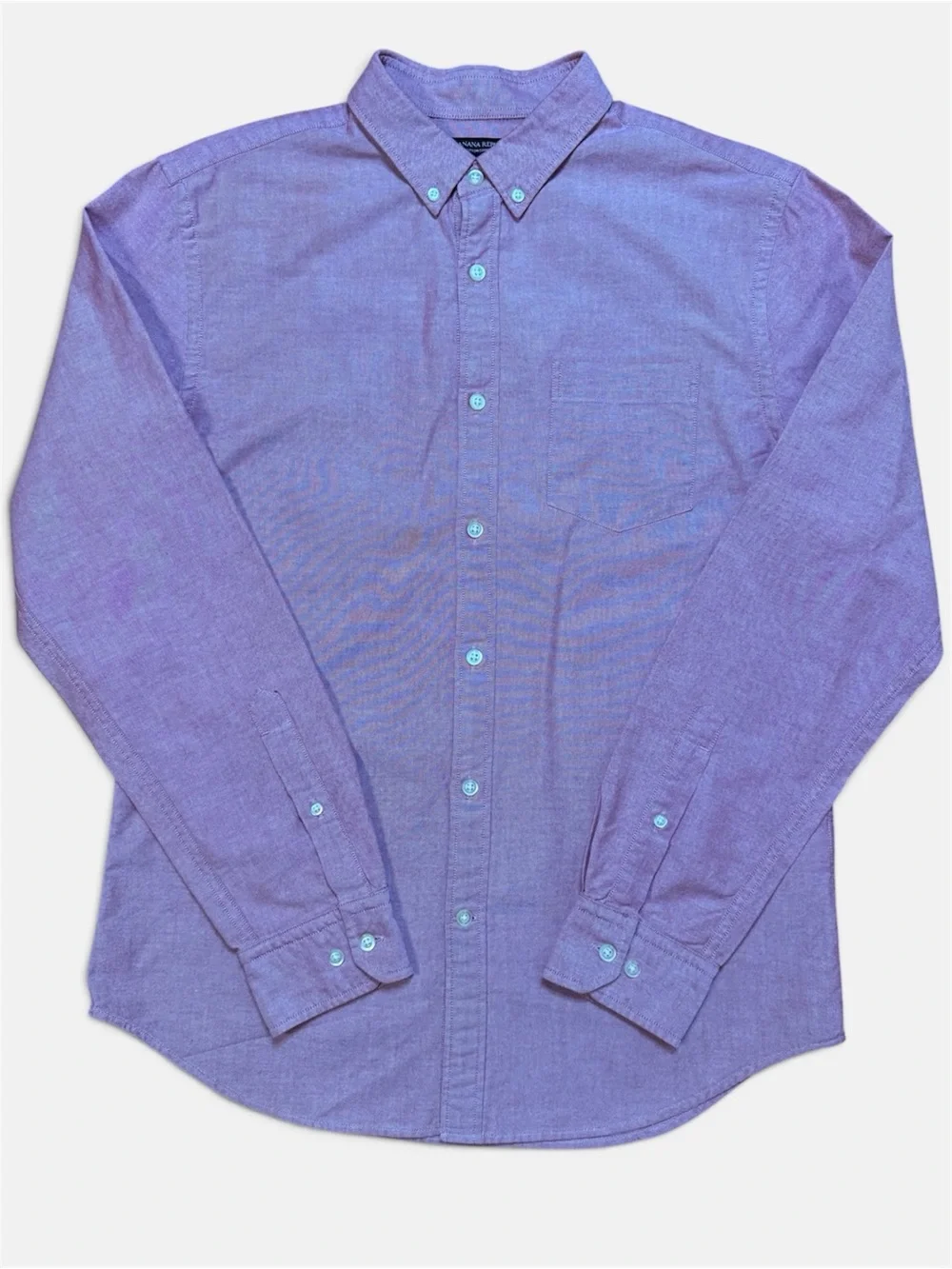 Banana Republic Oxford Men Button-Down Shirt Dusty Pink Heather Red Long Sleeve